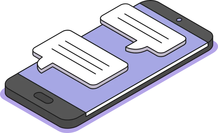 Isometric phone with chat bubbles illustration